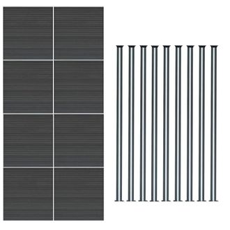 MonsterShop Composite Fence Panels & LED Posts 6ft x 46ft - Grey