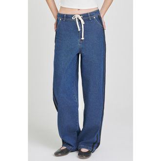 Wayf Mercer Denim Track Pants in Indigo Wash at Nordstrom Rack, Size Medium