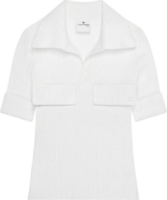 Courr&egrave;ges Geribbelde polo T-shirt - Dames - Polos - Wit - XS - Tops