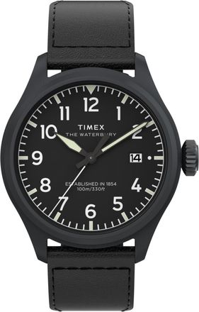 Timex Waterbury Ace Mens Black Watch TW2Y18900 Leather - One Size