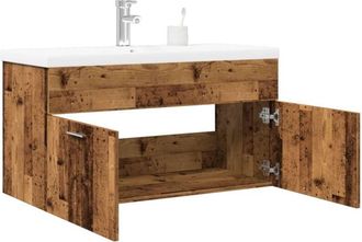vidaXL Mueble Ba&ntilde;o Con Lavabo Integrado Madera Envejecida Vidaxl