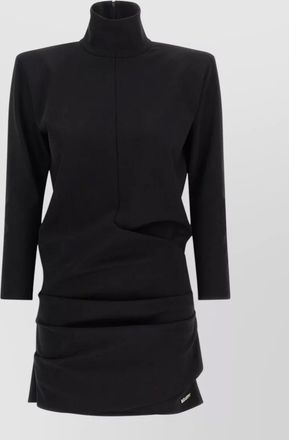 The Attico asymmetric draped long-sleeve mini dress