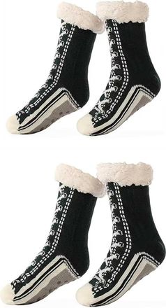 Generic Unisex Thick Cashmere Slipper Home Socks Fluffy Plush Comfy Sleeping Footwear Non-slip Grippy Boots Thermal Plush Booties (2pcs-s,One Size)