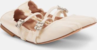 Roger Vivier Crystal-embellished leather ballet flats