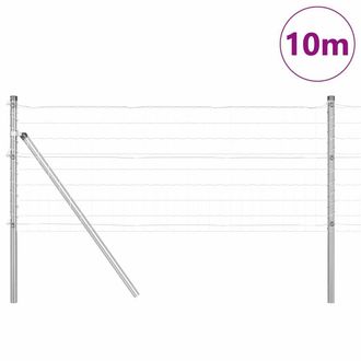 Berkfield Home Modern Euro Fence with 7 Posts 0.8x10 m Galvanised Steel in Silver