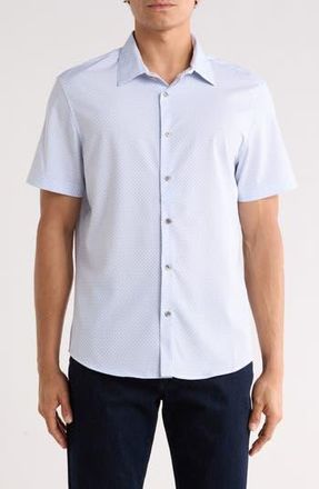 DKNY Declan Short Sleeve Button-Up Shirt in Kentucky Blue at Nordstrom Rack, Size X-Large