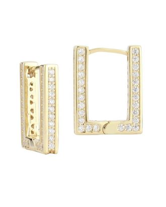 Chloe and Madison Chloe And Madison 14K Over Silver Cz Small Rectangular Bold Hoops