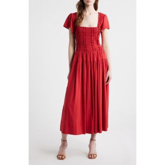 Moon River Smocked Maxi Dress in Red at Nordstrom, Size X-Large