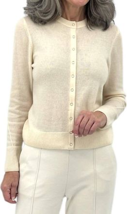 Kinross Cashmere Snap And Ribbon Cardigan In Vanilla
