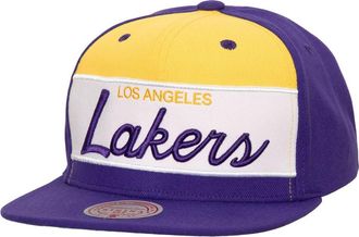 Mitchell & Ness Mens Mitchell & Ness White/Purple Los Angeles Lakers Retro Sport Color Block Script Snapback Hat at Nordstrom
