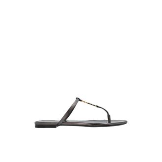 Saint Laurent Cassandra Leather Thong Sandals, Brand Size 39 ( US Size 9 )