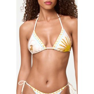 L*Space Sonia Beaded Embroidered Bikini Top in Wish You Were Here at Nordstrom, Size X-Large