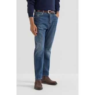 Brunello Cucinelli Lightweight denim five-pocket trousers in Medium Denim at Nordstrom, Size 46