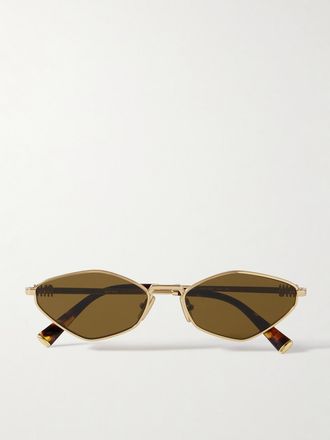 Miu Miu Eyewear Occhiali Da Sole Dorati Con Montatura Esagonale - Oro