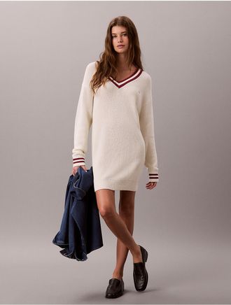Calvin Klein Jeans Calvin Klein Womens Woven Monologo Tunic V-Neck Dress - White - XL