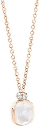POMELLATO Nudo Milky Quartz White Topaz & Diamond Pendant Necklace in Rose Gold/Milky Quartz at Nordstrom, Size 18