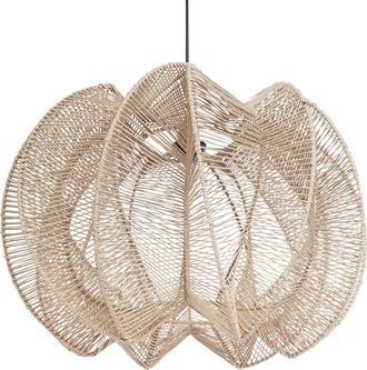 Beliani L&aacute;mpara Colgante De Cuerda De Papel De Inspiraci&oacute;n Boho Natural Maninga