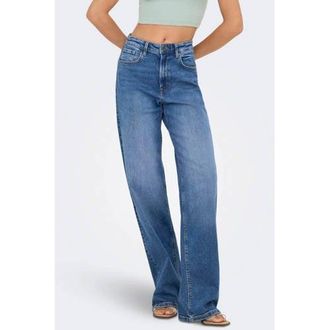 Only high waist wide leg jeans light blue denim