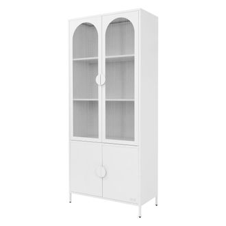 ML Design Vitrina de 4 puertas blanco 185 cm de metal con 4 compartimentos