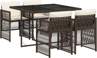 vidaXL Set comedor de jardín 5 piezas y cojines ratán sintético marrón Vidaxl