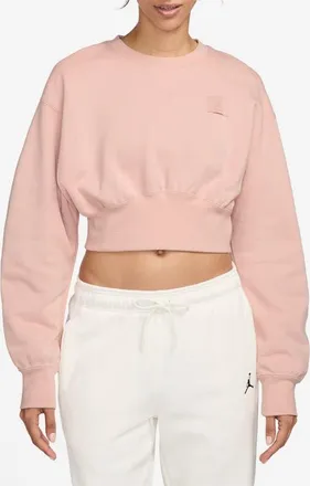 Nike Jordan Flight Fleece Crop Sweatshirt in Pink Oxford at Nordstrom, Size Large