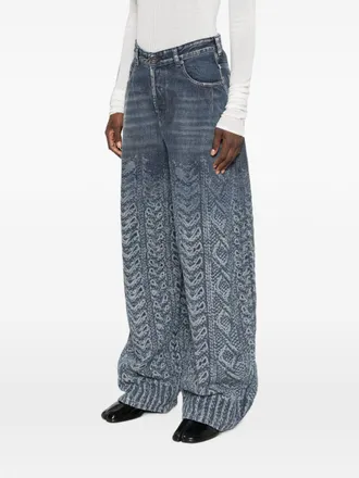 Diesel Cable-Knit Print Jeans - Navy