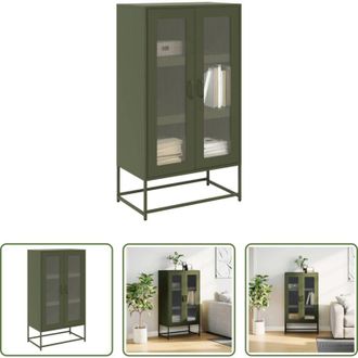 vidaXL Credenza in acciaio - Credenza Verde Oliva 68x39x123 cm in Acciaio