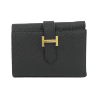 Herm&egrave;s Black Epsom Leather Wallet (Tri-Fold) (Pre-Owned)