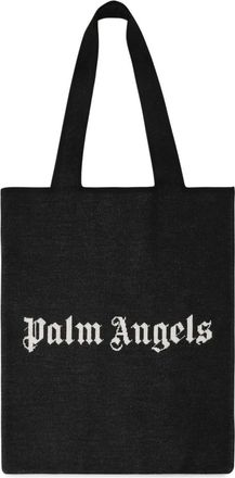 Palm Angels Tassen, Heren, Zwart, ONE Size, Wol, Tote Bag met Logo