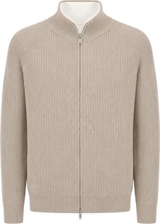 Lardini Ritsvest - Heren - Vesten - Beige - L - Wol - Truien & Vesten
