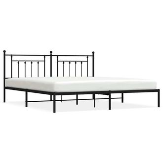Berkfield Home Metal Bed Frame with Headboard Black 193x203 cm