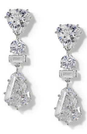 Nadri Luxor Kite Cubic Zirconia Drop Earrings in Rhodium at Nordstrom