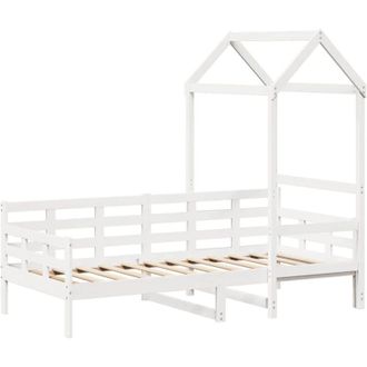 vidaXL Day Bed with Roof without Mattress White 80x200 cm Solid Wood Vidaxl