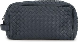 Bottega Veneta Intrecciato Navy Leather Clutch Bag (Pre-Owned)