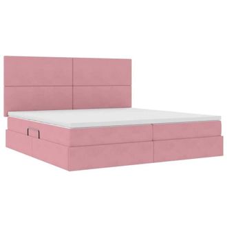 vidaXL with Mattress with Headboard Pink 200 x 200 cm Velvet vidaXL