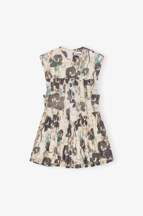 Ganni Printed Marl Mesh Corset Mini Dress - Size 10/12 Beige