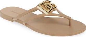 Dolce & Gabbana Logo Flip Flop in Cipria/Oro at Nordstrom, Size 5Us
