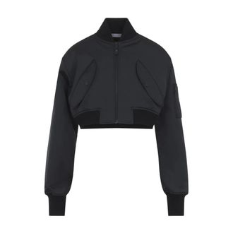 Balenciaga Cropped Bomberjack - Dames - Jassen - Zwart - Maat: 2XS Katoen