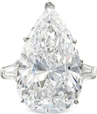 Tilla 14kt witgouden peer geslepen ring met diamant - Zilver