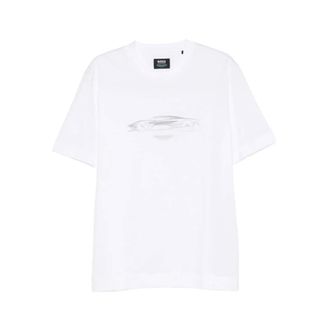 HUGO BOSS Tops, Heren, Wit, 2Xl, Katoen, T-shirt
