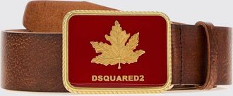 Dsquared2 Cintura in pelle invecchiata con fibbia regolabile e logo smaltato