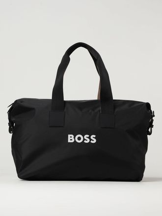 HUGO BOSS Borsone a spalla black in tessuto tecnico con logo Boss