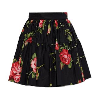 Dolce & Gabbana Short Skirts, female, Black, Size: XS Floral Motif Skirt