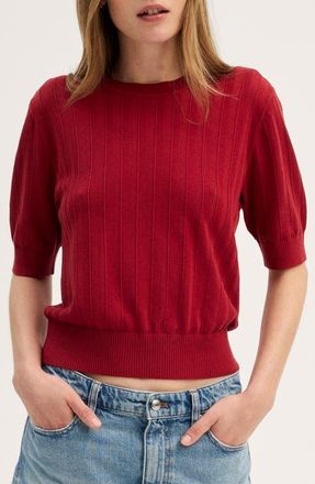 Madewell Pointelle Stitch Crewneck Sweater Tee in Barn Red at Nordstrom, Size Xx-Large