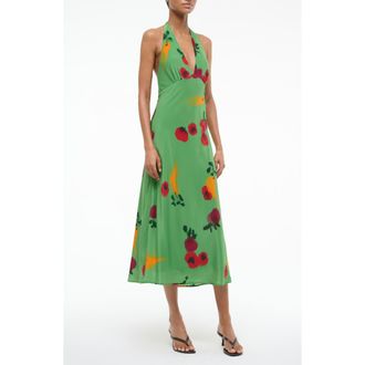 Staud Lucca Silk Halter Dress in Farmers Market Leaf at Nordstrom Rack, Size X-Large