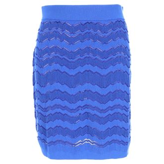 Missoni Zig-Zag Patterned Mini Skirt in Blue Viscose