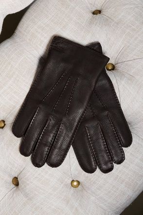 D'Arienzo Guanti in pelle testa da uomo cuciture in rilievo DArienzo, Seleziona Taglia XL(10,5), Colore Testa di moro