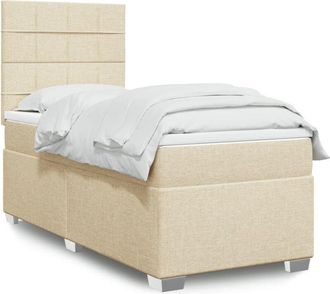 vidaXL Vidaxl - Cama Box Spring Con Colch&oacute;n Tela Color Crema 80x200 Cm