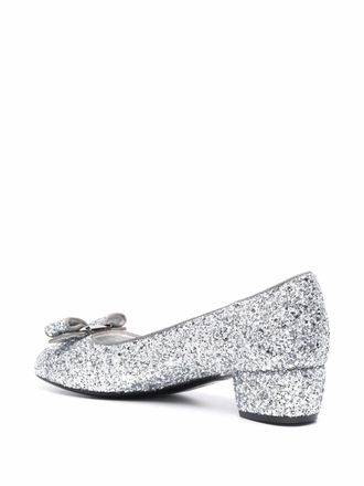 Ferragamo Glitter-Detail Pump - Silver
