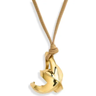 Bottega Veneta Leather Cord Pendant Necklace in 9677 Shore at Nordstrom